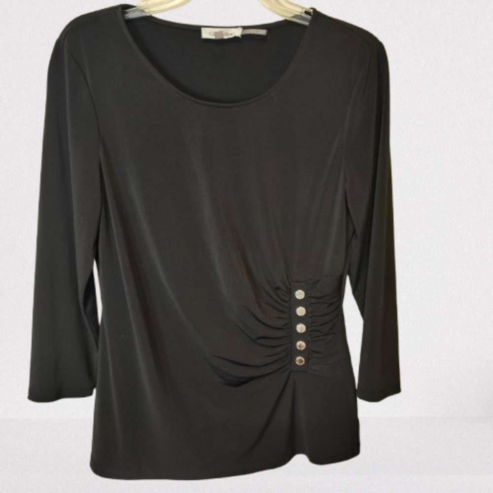 Calvin klein Black Ruched side Long Sleeve‎ Top Size Small